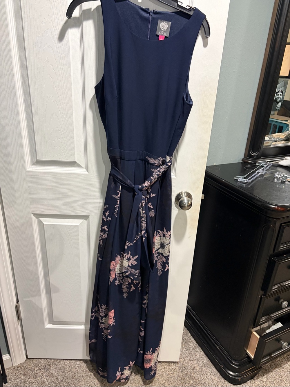 Vince Camuto navy floral jumpsuit